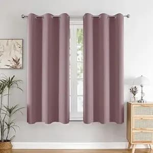 HOMEMONDE 5 Feet Solid Curtain for Window - Noise Reduced and Fade Resistant Blackout Curtains, 75% Room Darkening Drapes for Living Room, Bedroom Pack of 2, (Lavender, 152 x 118 CM)