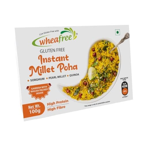 Wheafree Gluten Free Instant Ready to Eat Millet Poha Mix | High Protein and Fibre Breakfast | Readymade Snack in 2 Mins | Pack of 3-125g Each 4