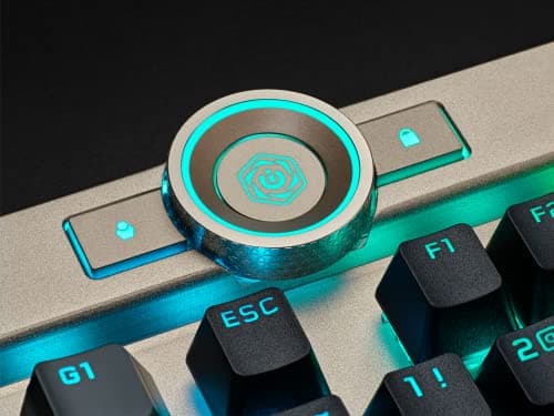 Corsair K100 RGB Optical-Mechanical Gaming Keyboard - Midnight Gold Opx RGB Optical Mechanical Keyswitches - Axon Hyper-Processing Technology for 8X Faster Throughput - 44-Zone RGB Lightedge 5