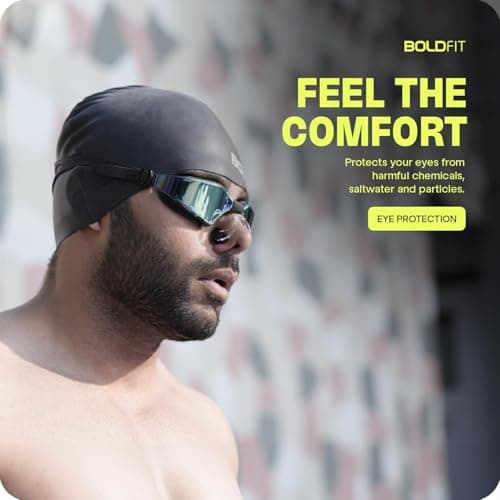 Boldfit Swimming Cap Goggles with Ear & Nose Plug Set for Men Swimming Cap & Goggles for Women Combo with Anti Fog Adjustable Strap for Training Set Black 3
