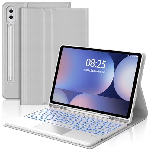 Touch Keyboard Case for Samsung Galaxy Tab S10+ Plus / S9+ Plus / S9 FE+ Plus 12.4 Inch Case with Trackpad, Backlight Keypad Galaxy Tablet Cover with Detachable Key Board for Samsung 12.4'' Tab, Grey