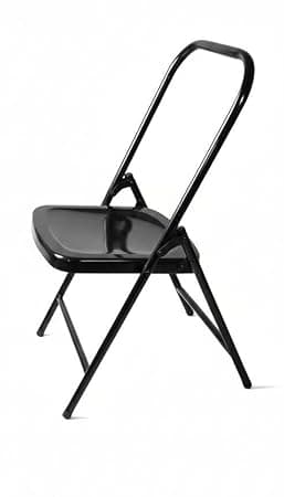 Yoga Chair Backless Folding Chair for Iyengar Yoga, Fitness, Meditation & Stretching | Anti-Slip Design | PF-08 (Black)