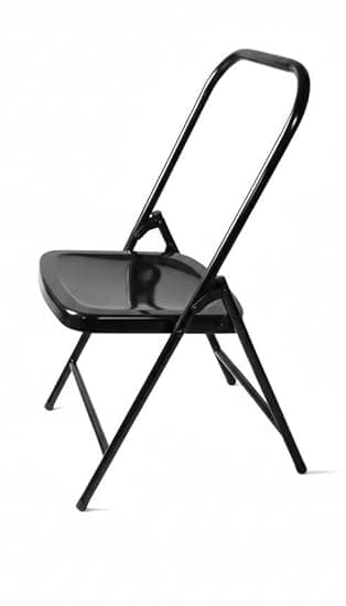 Yoga Chair Backless Folding Chair for Iyengar Yoga, Fitness, Meditation & Stretching | Anti-Slip Design | PF-08 (Black)