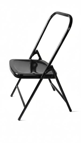 Yoga Chair Backless Folding Chair for Iyengar Yoga, Fitness, Meditation & Stretching | Anti-Slip Design | PF-08 (Black)