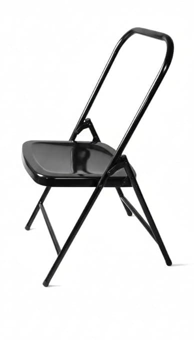Yoga Chair Backless Folding Chair for Iyengar Yoga, Fitness, Meditation & Stretching | Anti-Slip Design | PF-08 (Black)