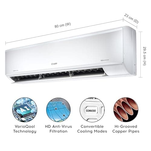 Cruise 1 Ton 3 Star, New Star rated, Inverter Split AC with 7-Stage Air Filtration (Copper, Convertible 4-in-1, Fast Cooling at 48 °C, PM 2.5 Filter, Anti-Rust Tech, CWCVBM-VQ1D123,White) 4