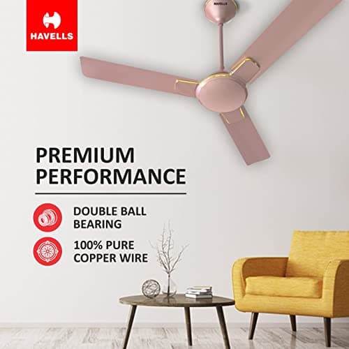 Havells Enticer Premium Design 1200 mm Ceiling Fan| High Air Delivery| Hi Speed| Wider Blades| 100% Copper Winding Motor| Metallic Finish for Living & Bedroom Interiors| Dust Resistant (Rose Gold) 5