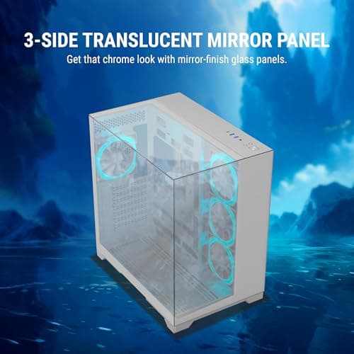 Ant Esports Crystal Mirror Mid-Tower ATX Computer Case/Gaming Cabinet - White |3-Side Glass with Mirror| Support ATX, Micro-ATX, Mini-ITX | Pre-Installed 4 ARGB PWM Fans 4
