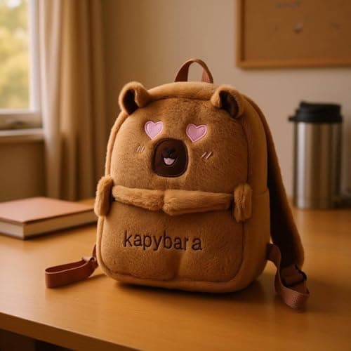 MERISHOPP��Embroidered Capybara Soft Backpack Front Pocket Soft Capybara Backpack Top Handle Brown Tan, Snot|Toys & Hobbies|Beanbag Plush 5