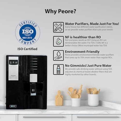 Peore Pro-60 NF + UV Water Purifier | Retains Healthy Minerals and Saves Water | NanoFiltration Better than RO | Black (For TDS 300 to 500) 3