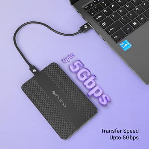 Zebronics 2.5" SSD/HDD Enclosure, Max. 6TB Storage, Upto 5Gbps Transfer Speed, Tool-Free Slide Design, Type-C 3.1 Gen 1 Connector, Windows, Mac, Linux Support (CSH501) 2