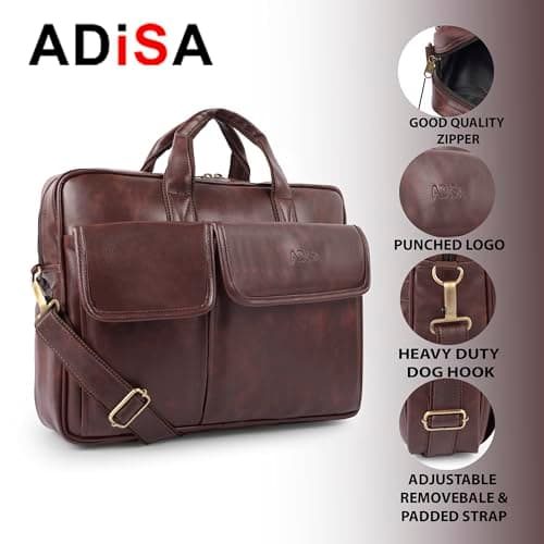 ADISA Laptop Messenger Office Bag Briefcase for Work for Men (LB6055-BRO) 3