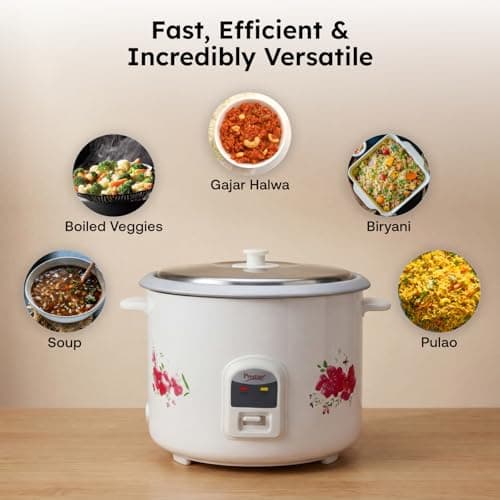 Prestige PRWO 2.8-2 Electric Rice Cooker 2.8L with Close Fit Lid|White|Raw capacity-1.7 liters|Cooked capacity-2.8 liters|Cooks for a large family 5