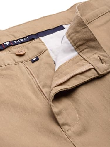 Thomas Scott Men Plus Size Pure Cotton Chinos Trousers(TSB095A_Beige_46) 5