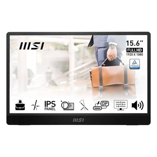 MSI PRO MP161 E2, 15.6 inch (39.62 cm), IPS Panel, Full HD 1920 x 1080, 60Hz, Black, Eye-Friendly Screen, Speakers, Enhanced Chassis & Kickstand, Mini-HDMI 2.0b, 2 x USB Type-C Monitor