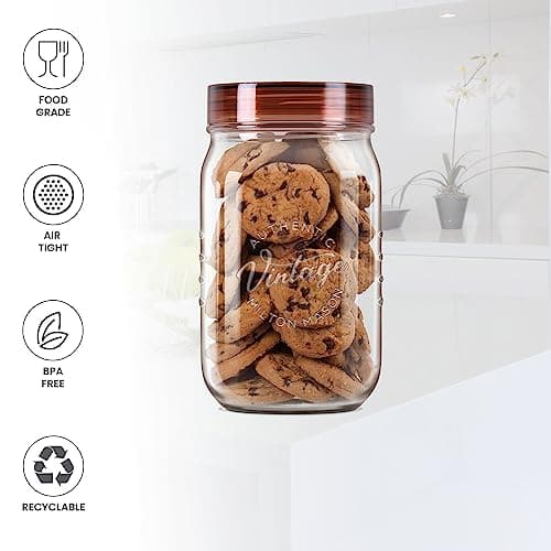 MILTON Vintage Plastic Storage Jar and Container Set, Airtight & BPA Free Containers for Kitchen Storage, Grocery Kitchen Container Stoarge, Multipurpose Transparent Jar, 1000 ML Each, Set of 2 3