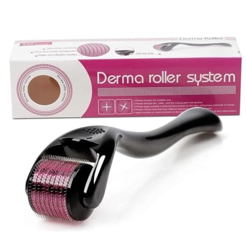 LEAFED Derma Roller 0.5mm for Hair & Beard Growth – 540 Titanium Micro Needles for Hair Regrowth, Beard Growth, Acne Scar Reduction & Skin Rejuvenation – Safe for Men & Women (Black)