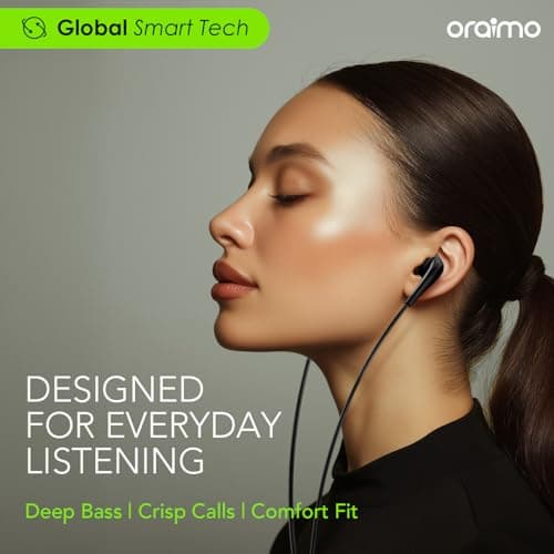 Oraimo in-Ear Wired Earphones with Mic | 3.5mm Audio Jack | 12 mm Drivers | Airing Design | Phone/Tablet Compatible (Black) 2
