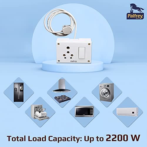 Palfrey Heavy Duty Extension Board - Single 16A Switch with 16A Socket with 3 Meter Heavy Duty 1.5mm Cable White (2200W) (3 Meter), 230 Volts 6