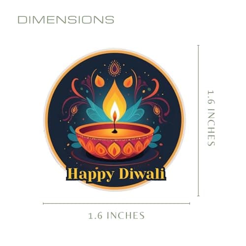 IKBOE Greetsy Set of 96 Diwali Stickers in Unique Shapes | Festival Stickers | 8 Unique Designs (12 Each) | 1.6 Inch Decorative Labels for Gift Boxes, Envelopes, Return Gifts & Diwali Decorations 3