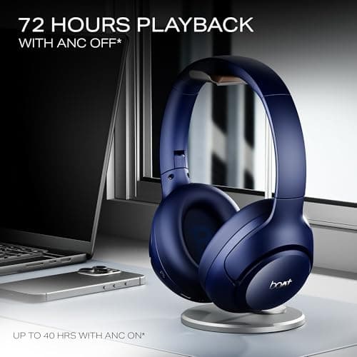 Boat Rockerz 551 ANC Pro,42Db Hybrid Adaptive,App Support,72Hrs Battery,40Mm Titanium Drivers,Enx Tech,Foldable Cups Bluetooth Over Ear Headphone,Wireless Headphone with Mic (Bold Blue) 5