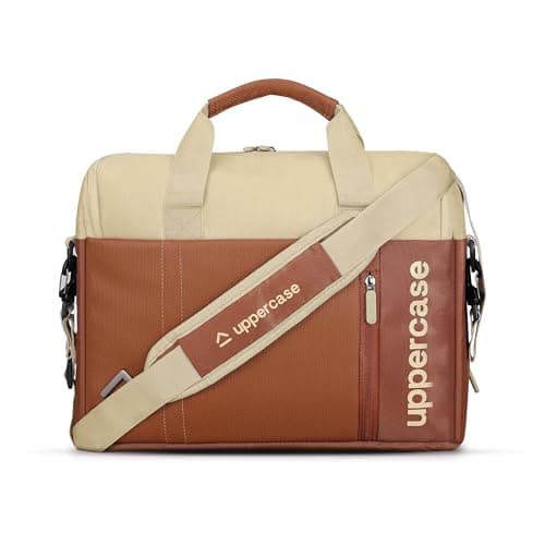 uppercase 14L Omega 02 Professional Laptop Messenger Bag | upto 15.6''| 3x More Water Resistant| Tablet Compartment| Multiple Organisers|Office Bag for Men & Women (Tan)