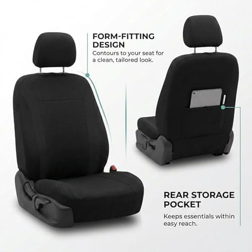 FH Group FB054102 Cosmopolitan Flat Cloth Pair Set Car Seat Covers, Airbag Compatible, Beige/Black Color w. Gift -Fit Most Car, Truck, SUV, or Van 5