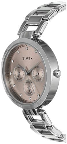 TIMEX Analog Watch for Women with Pink Round Dial & Silver Stainless Steel Bracelet Band Water Resistant Women's Wrist Watches - TW000X212 2