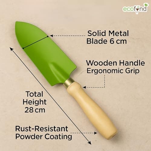ecofynd Gardening Transplanter Hand Tool (Small Trowel with Wooden Handle), Home Garden Durable Plant Tool, Planting, Weeding, Pruning, Soil Maintenance, Farming Essential Kit (GT010) 2