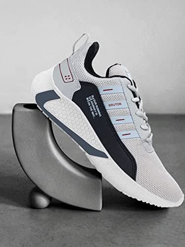 BRUTON Exclusive Trendy, Casual, Sports Shoes for Men, Running Shoes for Men (Black Grey, Size : 10) 2