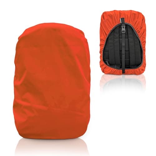 MUTMAIN Bag Cover Waterproof 40L to 50L PU Coated Rain Cover for Backpack Bags, Suitable Bags for Laptop, School, Tail, Trekking, Travel Bag with Adjustable Buckle (Orange)