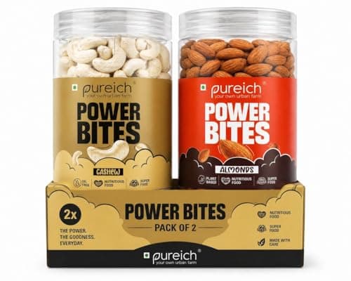 PUREICH Premium Dry Fruits Combo Pack | California Almonds 500gm & Whole Cashew Nuts 500gm | Fresh Crunchy Kaju Badam | Healthy Snacks | Protein Rich Daily Nutrition Pack