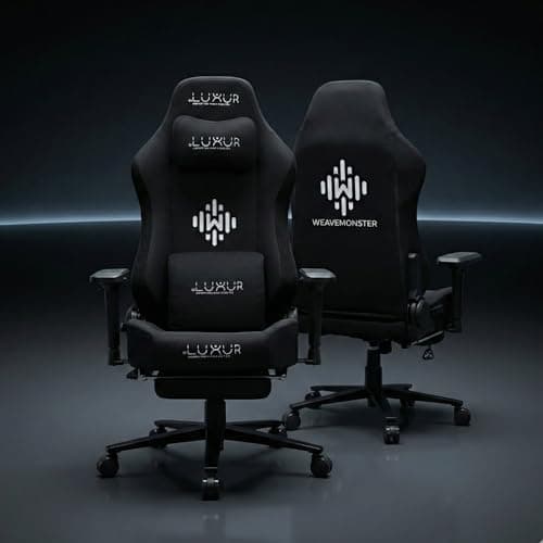 Dr Luxur® 2026 Edition Weavemonster Ergonomic Gaming Chair | Chair For Office Work | Honeycombed Fabric | Magnetic Neck Pillow | Portable Lumbar Pillow | Footrest | 4D Armrest with 180 Recline (Black)