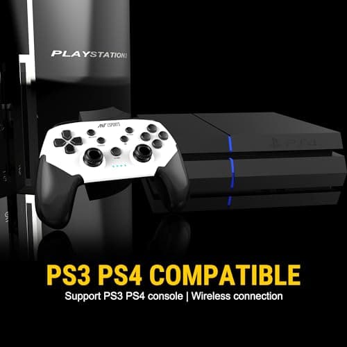 Ant Esports GP320 Wireless Bluetooth Gamepad with Dual Vibration, Turbo & High Precision Joysticks, Compatible with Android, iOS, Windows PC, PS4, PS3 & Nintendo Switch (Black/White) 3