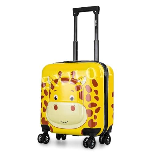 Kids Carry On Luggage with Wheels, 18-inch Hard Shell Suitcase for Boys & Girls, Lightweight Toddler Rolling Travel Bag with Retractable Handle, Durable Hardside Spinner Suitcase for Airplane Travel