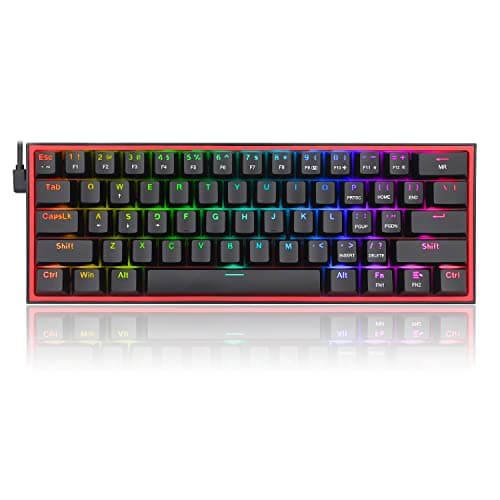 Redragon K617 Fizz 60% Wired RGB Gaming Keyboard, 61 Keys Compact Mechanical Keyboard, (Linear RED Switch), Pro Driver/Software Supported || Black 2