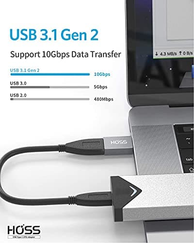 Hoss® Type C OTG Adapter[10Gps]- USB to C Type Converter Which Supports Superfast Data Sync, Compatible for MacBook Pro 2020/2019,iPad Pro 2020 - Color: Dark Gray [1 Pack] (OTG Type c) 2