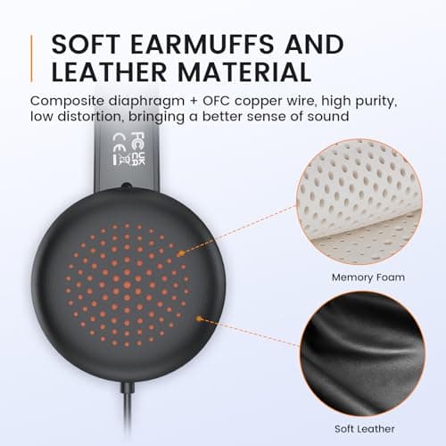 EKSA H15 Professional Wired Headphones with mic Computer Headset with Microphone for pc Black 4