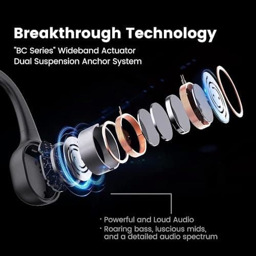 mojawa Run Plus Bone Conduction Headphones, Open-Ear Bluetooth Headphones, 32GB MP3 Player, IP68 Waterproof Swimming Earbuds, Deep Bass, Secure Fit for Running, Gym and Daily Use, Black (Gray) 5