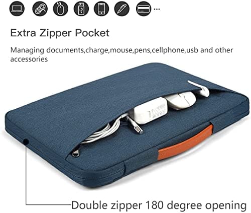 Dynotrek Marter 14 inch Laptop Sleeve Bag, with Charger Pouch Computer Cover Accessories Pocket, Portable Laptop Case Compatible for MacBook Air/Pro, Dell, HP, Acer, Asus, Lenovo -Denim Blue 4