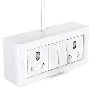 Electric Extension Board 16A/20A + 16A/20A with 2 Switches and Heavy Duty 5 Meter Wire – Dual Socket Power Strip for Geyser AC Cooler Fridge Washing Machine Home & Office Use 2200W, White