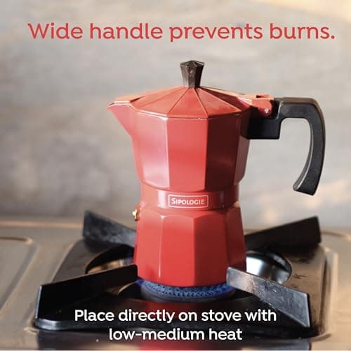 Sipologie Roma Moka Pot Espresso Maker, 180ml, Classic Italian Brewing for Strong and Flavourful Coffee, Premium Grade Aluminium Stovetop Percolator, Silver 4