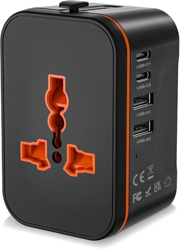 rts Universal Travel Adapter, Worldwide Wall Travel Plug, 2 USB C, 2 USB A and 1 Multi AC Outlets Travel Charger, International Power Adapter, European Power Plug for EU UK USA AU, Travel Essentials