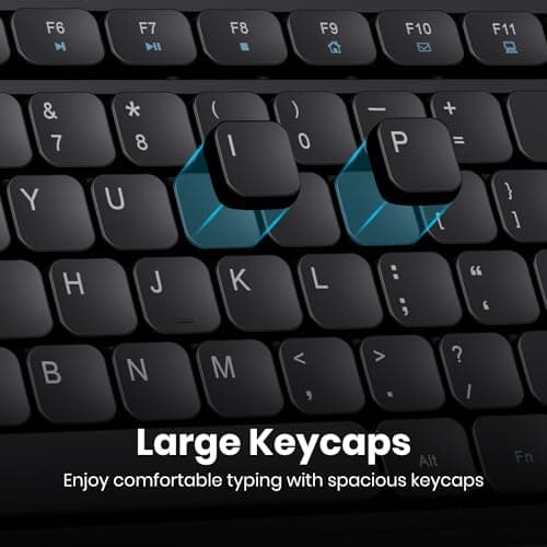 Portronics Key8 Combo Wireless Keyboard and Mouse Set with 2.4 GHz Wireless, Large Keycaps, 104 Keys, Adjustable Mouse Sensitivity, 12 Multimedia Hotkeys, USB Receiver for PC, Laptop, Mac (Black) 4