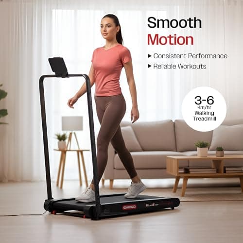 Sparnod Fitness WalkyShaky Plus Treadmill for Home Use – 3HP Motor, 3-6 km/h, Foldable, LED Display, 4 Vibration Modes, 900x390mm Running Surface, Remote Control & Phone/Tablet Holder 120kg Capacity 3