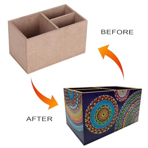 Wooden Desk Organizer with 3 Compartments, MDF Storage Box, Brown 5