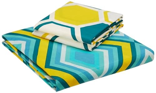 Amazon Brand - Solimo Tranquil Dreams 144 TC 100% Cotton Double Bedsheet with 2 Pillow Covers, Blue, Abstract 5