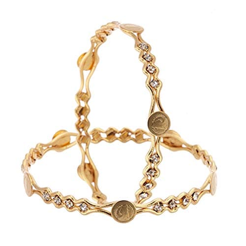 KENNICE American Diamond Designer Gold-Plated Necklace With Earrings & Temple Coin Bangles Jewellery Set For Women & Girls 3