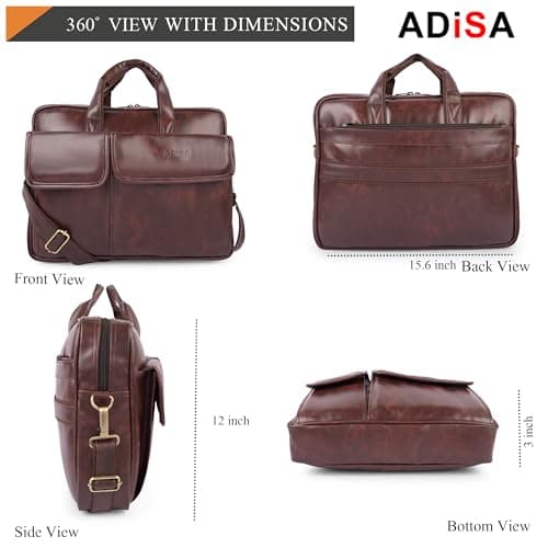 ADISA Laptop Messenger Office Bag Briefcase for Work for Men (LB6055-BRO) 2