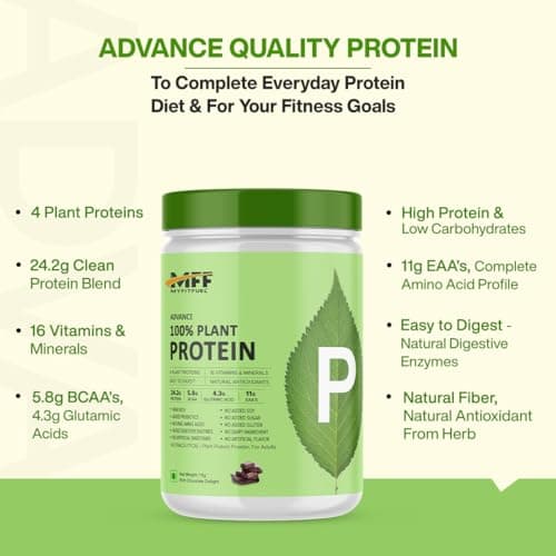MyFitFuel MFF Advance Plant Protein Powder (1Kg, Rich Chocolate) [24.2g Protein (4 Sources), Probiotics, Natural Enzymes, 16 Vitamins & Minerals, Easy to Digest] No Added Sugar, Wonderful Taste 3